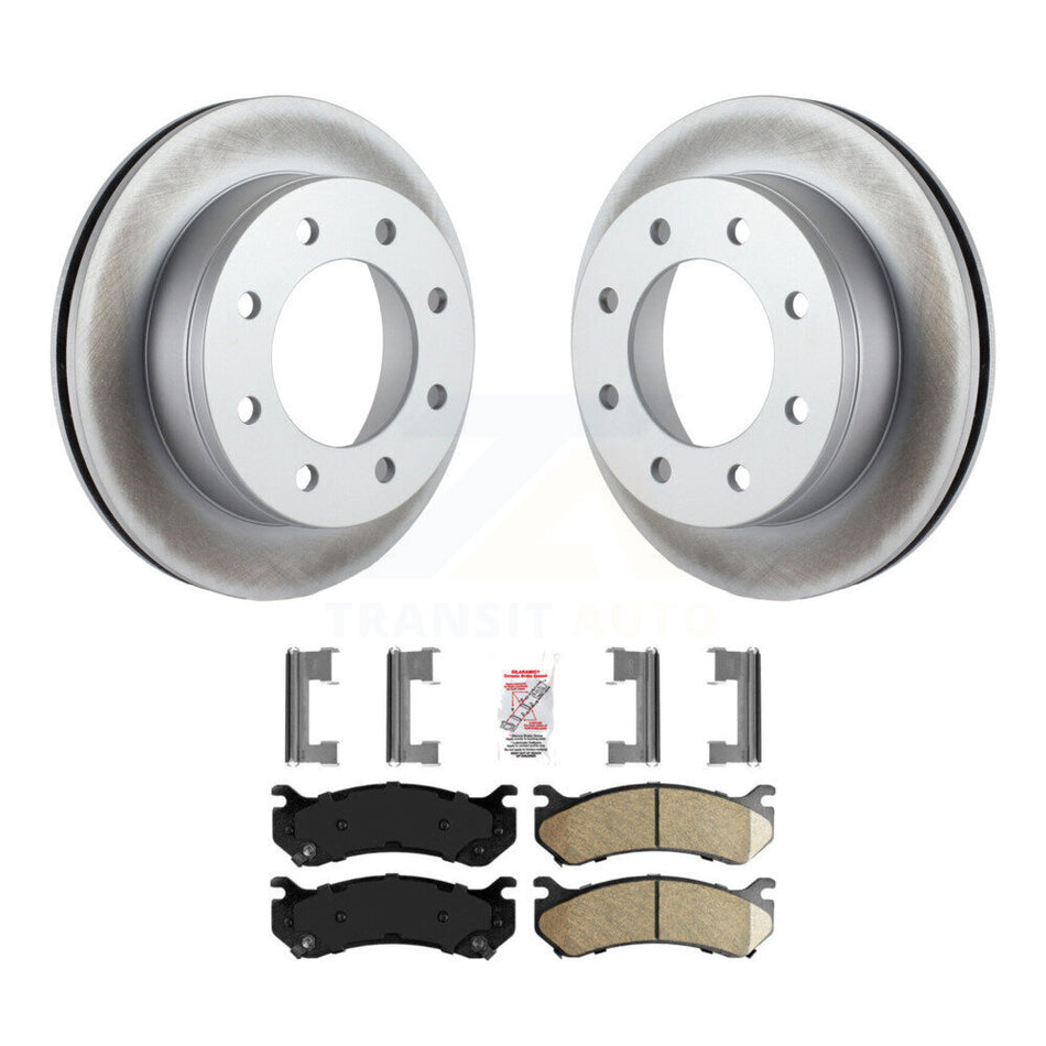 Rear Coated Brake Rotor Ceramic Pad Kit For Chevrolet GMC Sierra 2500 HD Silverado Hummer KGA-103767