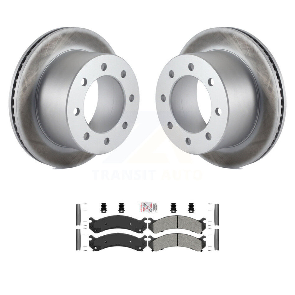 Rear Coated Brake Rotors Semi-Metallic Pad Kit For Chevrolet GMC Silverado 3500 Sierra HD KGA-103797