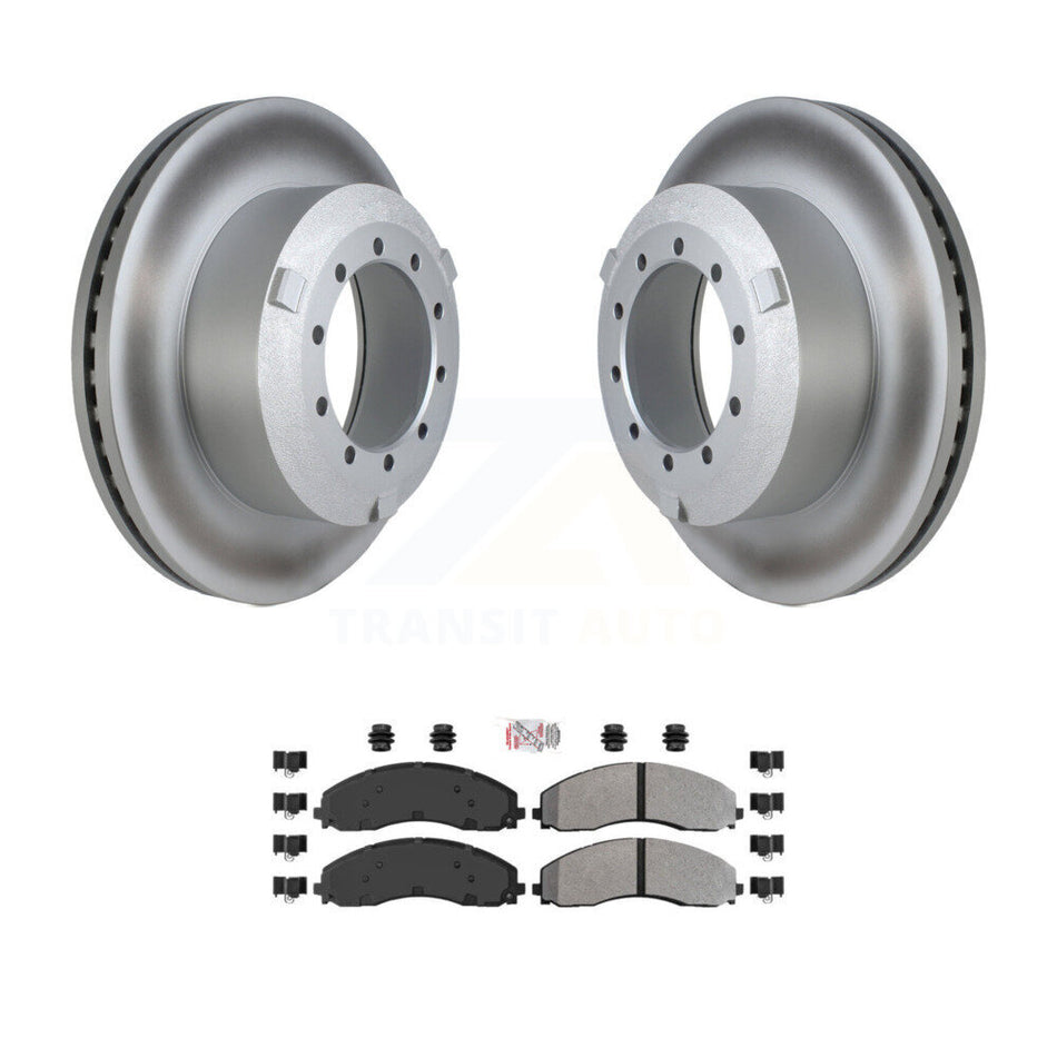 Rear Coated Disc Brake Rotors Semi-Metallic Pad Kit For Ford F-450 Super Duty F-550 F-600 KGA-103998