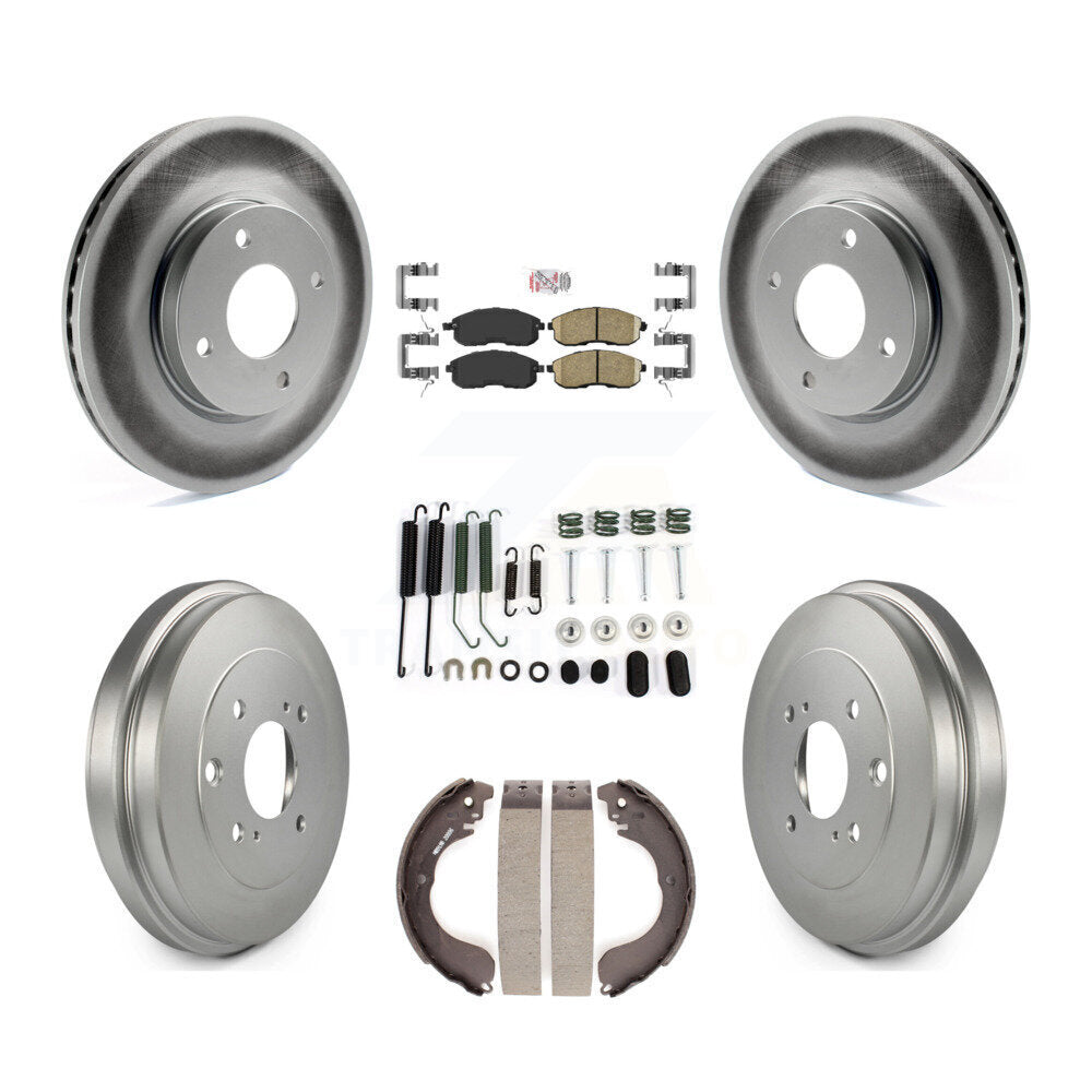 Front Rear Disc Brake Rotors Ceramic Pad And Coated Drum Kit (7Pc) For Nissan Sentra Cube KGA-104173