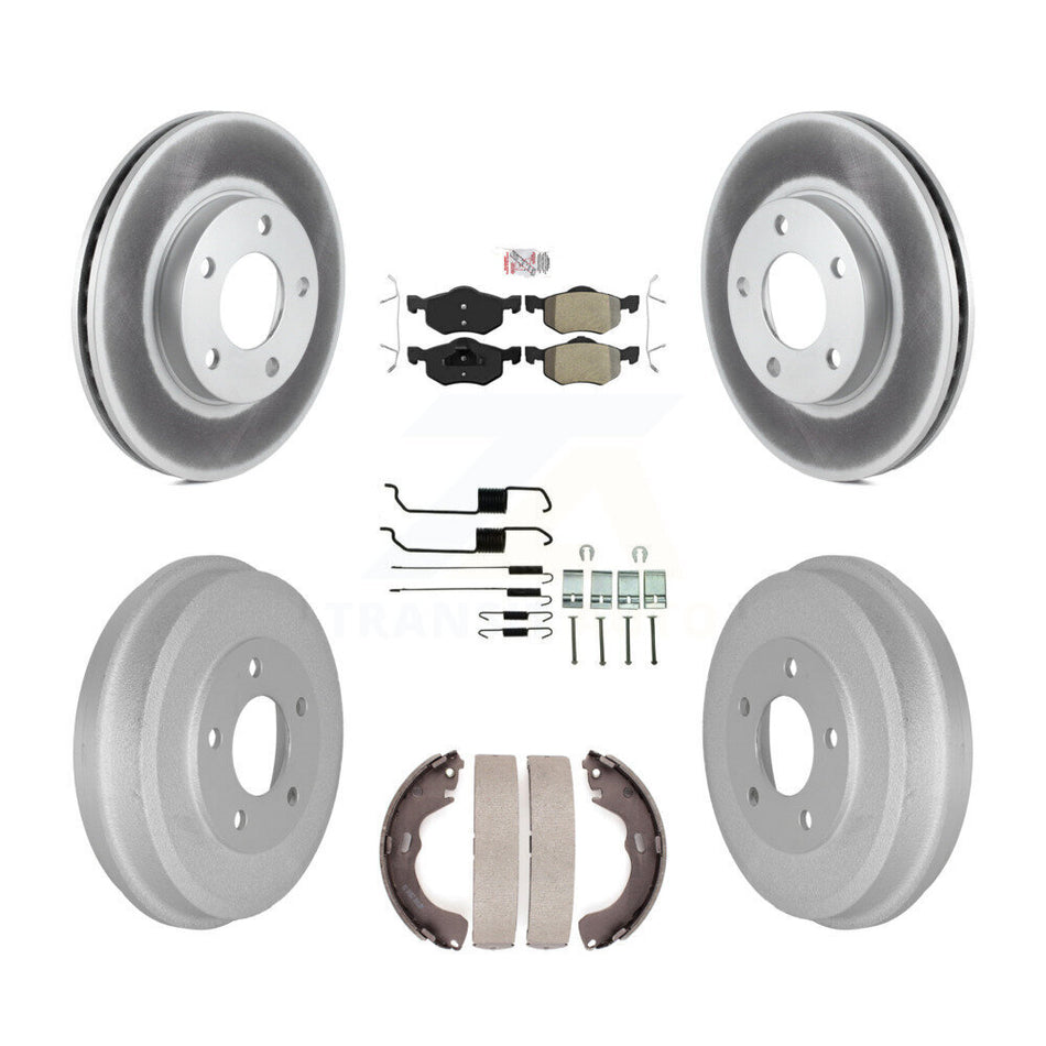 Front Rear Disc Brake Rotor Semi-Metallic Pad Coated Drum Kit (7Pc) For Ford Escape Mazda KGA-104175