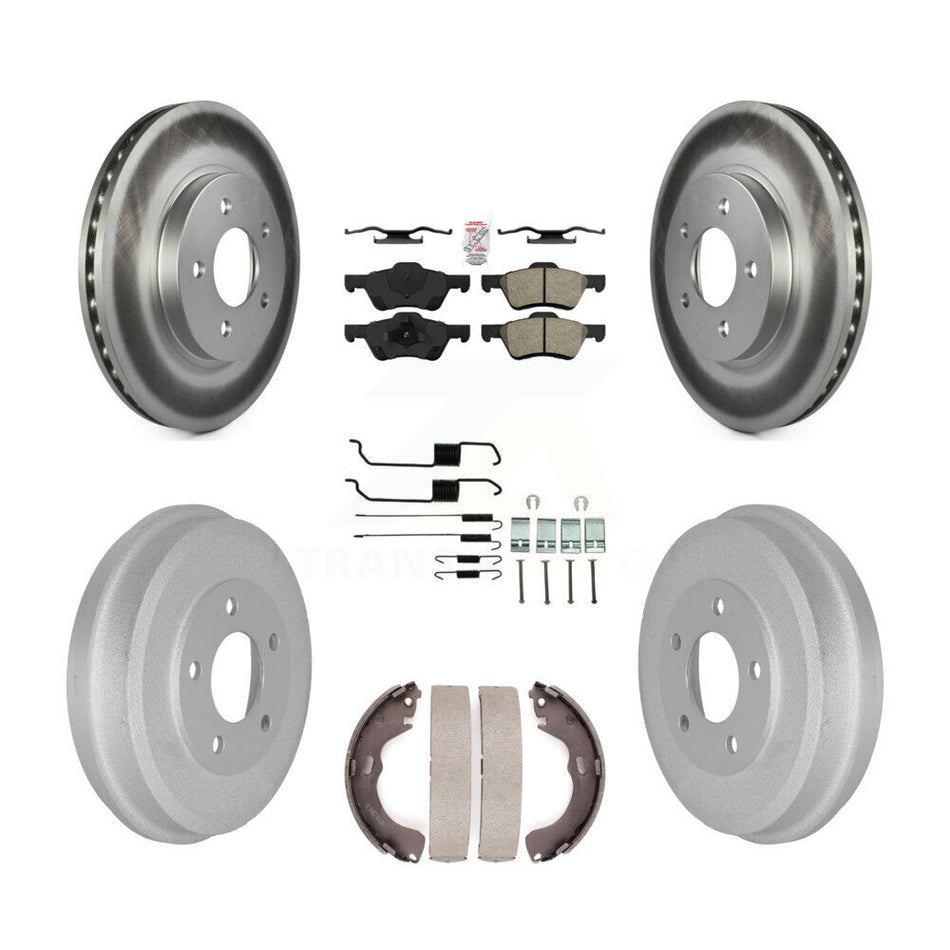 Front Rear Disc Brake Rotor Semi-Metallic Pad Coat Drum Kit (7Pc) For Ford Escape Mercury KGA-104176