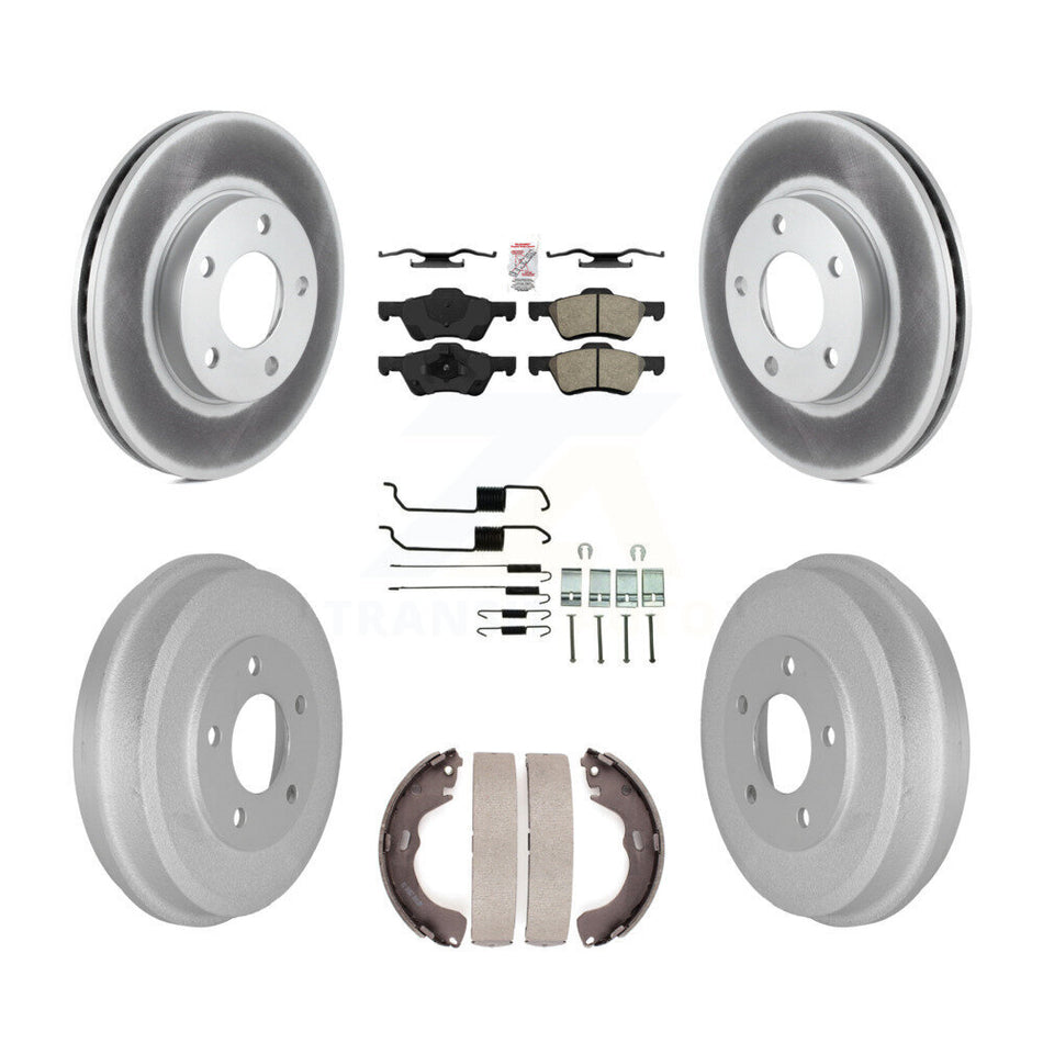 Front Rear Disc Brake Rotor Semi-Metallic Pad & Coated Drum Kit (7Pc) For Mercury Mariner KGA-104177