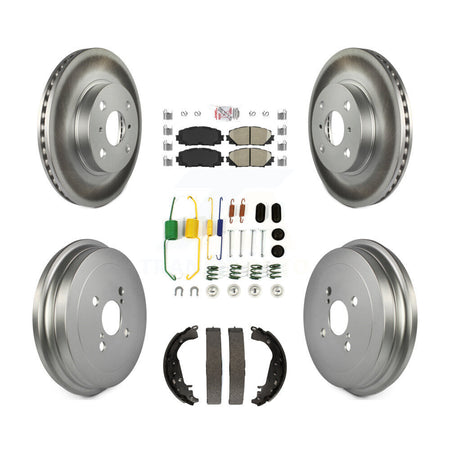 Front Rear Disc Brake Rotors Ceramic Pads And Coated Drum Kit (7Pc) For Toyota Yaris KGA-104178