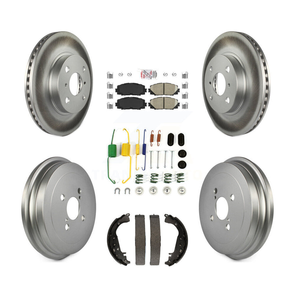 Front Rear Disc Brake Rotors Ceramic Pads And Coated Drum Kit (7Pc) For Toyota Yaris KGA-104178