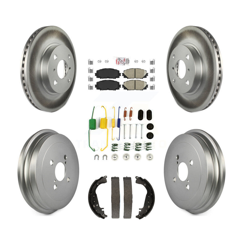 Front Rear Disc Brake Rotors Ceramic Pads And Coated Drum Kit (7Pc) For Toyota Yaris KGA-104179