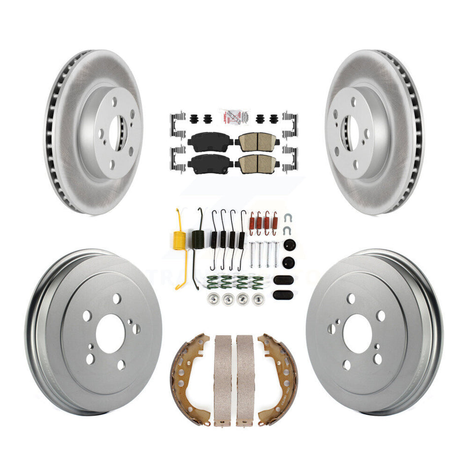Front Rear Disc Brake Rotors Ceramic Pad Coated Drum Kit (7Pc) For 2004-2007 Toyota Prius KGA-104181