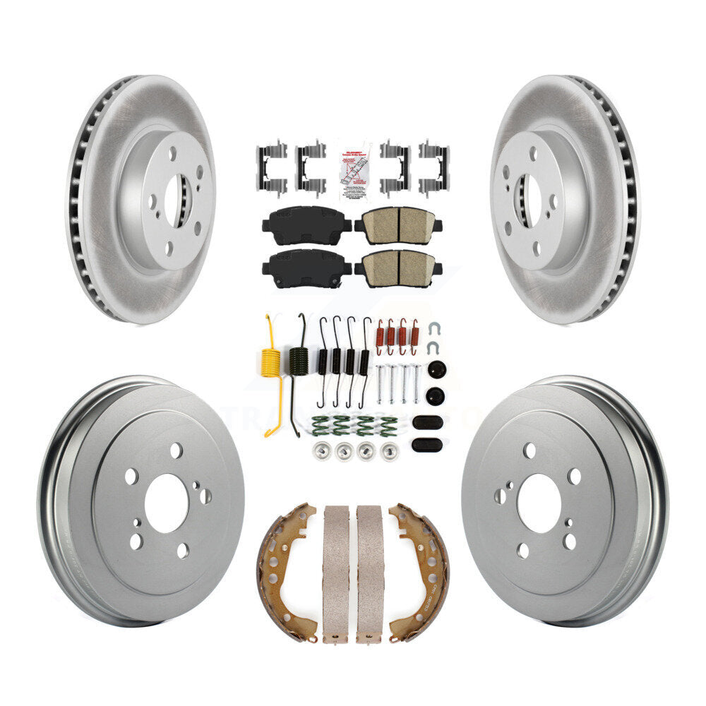 Front Rear Disc Brake Rotors Ceramic Pad Coated Drum Kit (7Pc) For 2004-2007 Toyota Prius KGA-104182