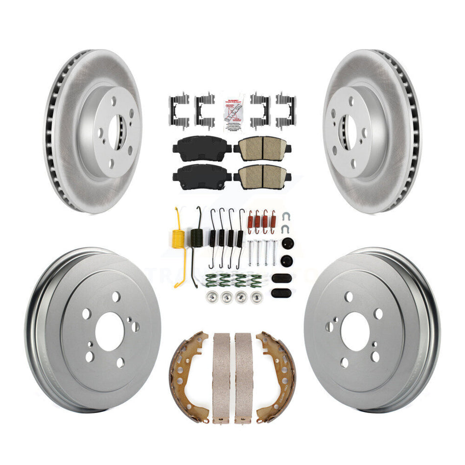 Front Rear Disc Brake Rotors Ceramic Pad Coated Drum Kit (7Pc) For 2004-2007 Toyota Prius KGA-104182