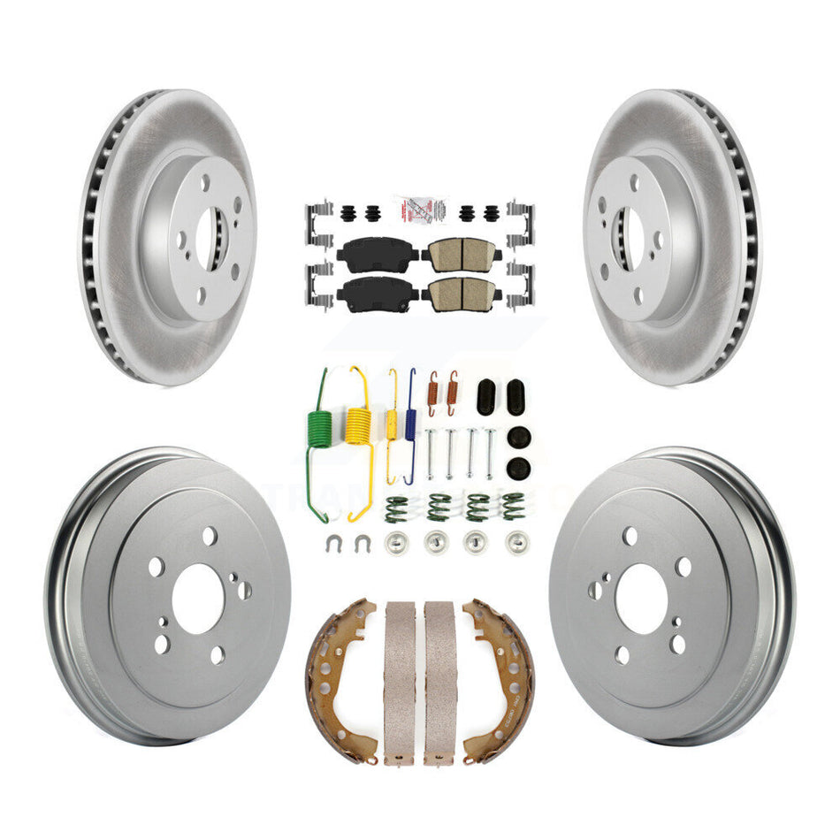 Front Rear Disc Brake Rotors Ceramic Pads And Coated Drum Kit (7Pc) For 2008 Toyota Prius KGA-104183