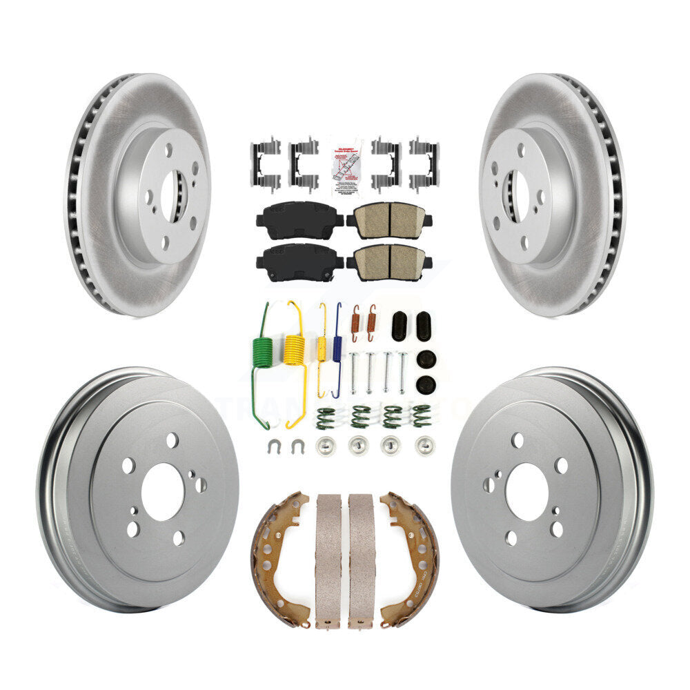 Front Rear Disc Brake Rotors Ceramic Pads And Coated Drum Kit (7Pc) For 2008 Toyota Prius KGA-104184