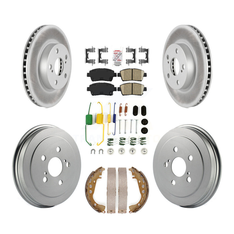 Front Rear Disc Brake Rotors Ceramic Pads And Coated Drum Kit (7Pc) For 2008 Toyota Prius KGA-104184