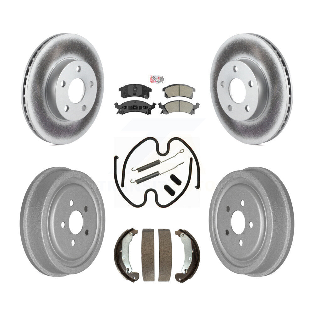 Front Rear Brake Rotor Semi-Metallic Pad Coat Drum Kit (7Pc) For Pontiac Sunfire Cavalier KGA-104189