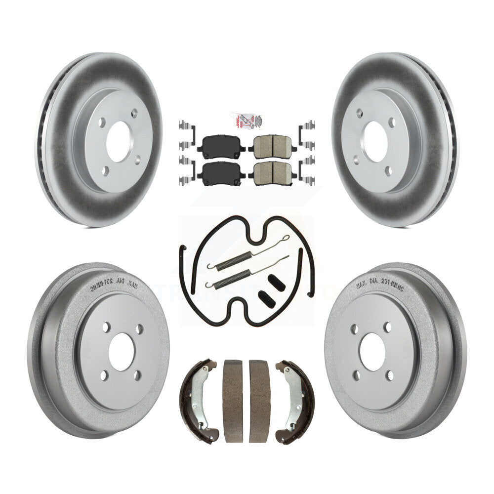 Front Rear Brake Rotors Ceramic Pad Coated Drum Kit (7Pc) For Pontiac G5 Disc rear brakes KGA-104190
