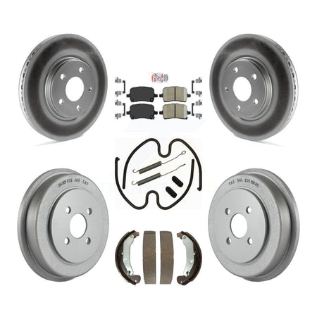 Front Rear Disc Brake Rotors Ceramic Pads And Coated Drum Kit (7Pc) For Pontiac Pursuit KGA-104193