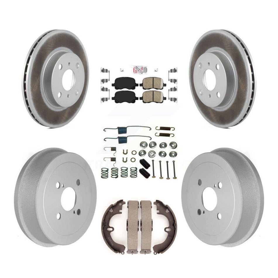 Front Rear Disc Brake Rotors Ceramic Pads And Coated Drum Kit (7Pc) For Toyota Corolla KGA-104198