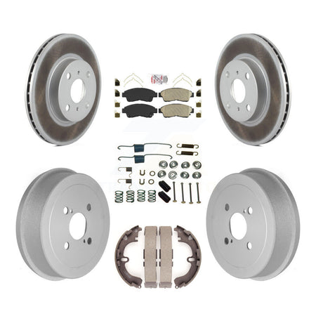 Front Rear Disc Brake Rotors Ceramic Pad Coat Drum Kit (7Pc) For Toyota Corolla Geo Prizm KGA-104203