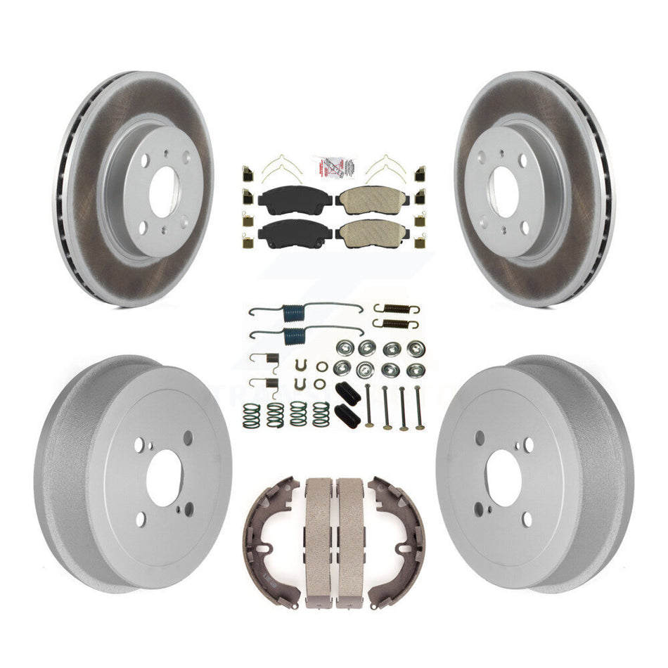 Front Rear Disc Brake Rotors Ceramic Pad Coat Drum Kit (7Pc) For Toyota Corolla Geo Prizm KGA-104203