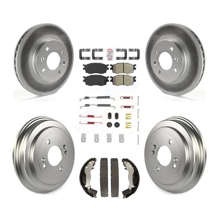 Front Rear Brake Rotor Semi-Metallic Pad Coated Drum Kit (7Pc) For Hyundai Accent Kia Rio KGA-104204