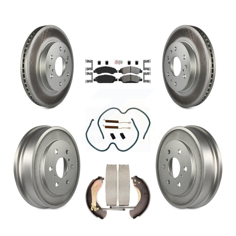 Front Rear Brake Rotors Semi-Metallic Pad Coat Drum Kit (7Pc) For Chevrolet GMC Silverado KGA-104209