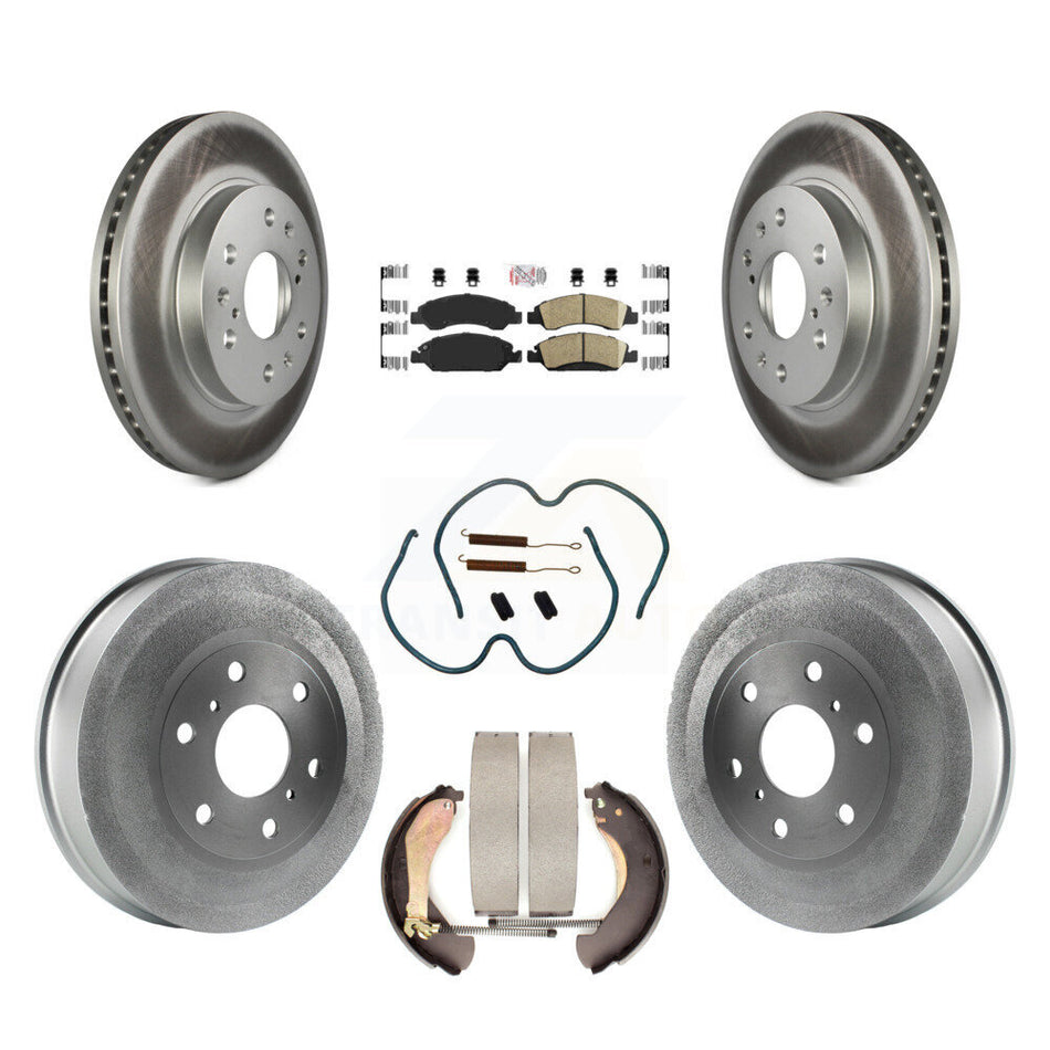 Front Rear Brake Rotor Ceramic Pad Coated Drum Kit (7Pc) For Chevrolet Silverado 1500 GMC KGA-104211