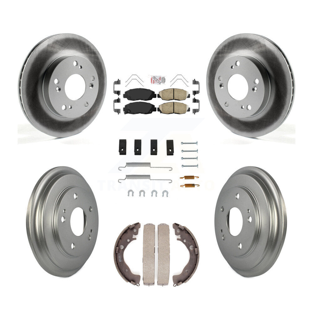 Front Rear Disc Brake Rotors Ceramic Pads And Coated Drum Kit (7Pc) For Honda Civic KGA-104217