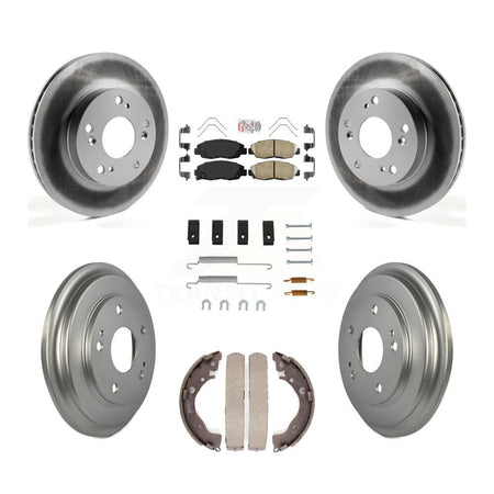 Front Rear Disc Brake Rotors Ceramic Pads And Coated Drum Kit (7Pc) For Honda Civic KGA-104217