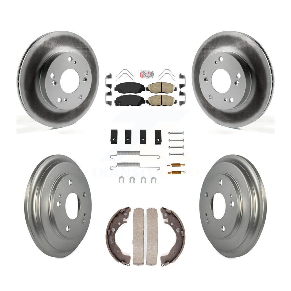 Front Rear Disc Brake Rotors Ceramic Pads And Coated Drum Kit (7Pc) For Honda Civic KGA-104217