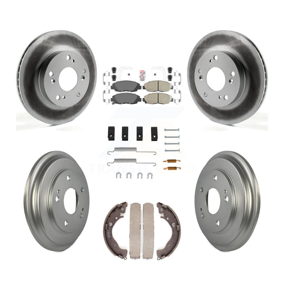 Front Rear Disc Brake Rotors Ceramic Pads And Coated Drum Kit (7Pc) For Honda Civic KGA-104218