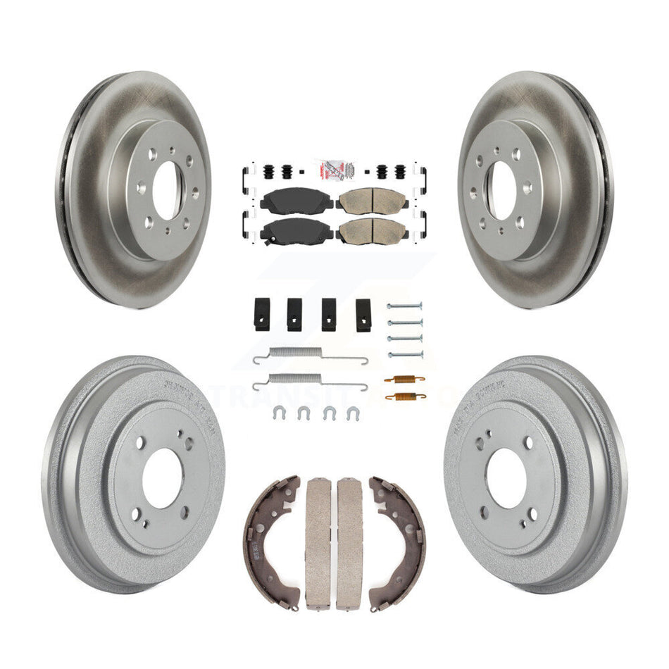 Front Rear Disc Brake Rotors Ceramic Pads And Coated Drum Kit (7Pc) For Honda Insight KGA-104220