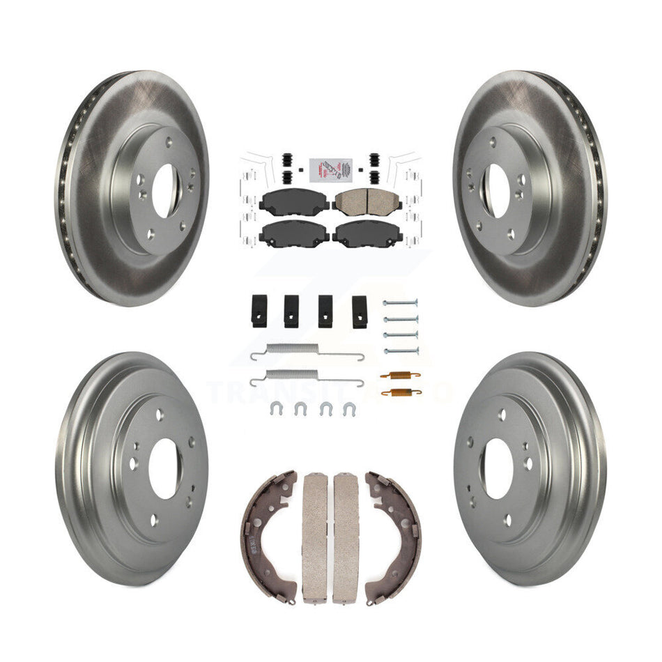 Front Rear Disc Brake Rotors Ceramic Pads And Coated Drum Kit (7Pc) For Honda Civic KGA-104223
