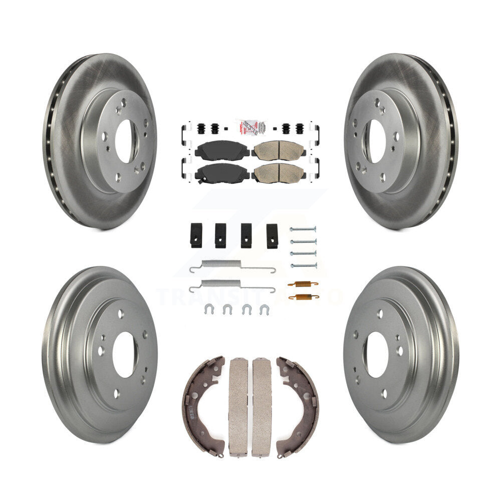 Front Rear Disc Brake Rotors Ceramic Pads And Coated Drum Kit (7Pc) For Honda Civic KGA-104224