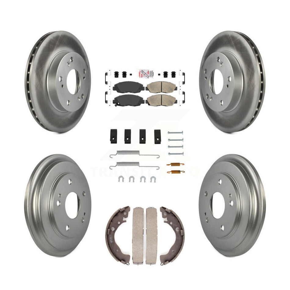 Front Rear Disc Brake Rotors Ceramic Pads And Coated Drum Kit (7Pc) For Honda Civic KGA-104224