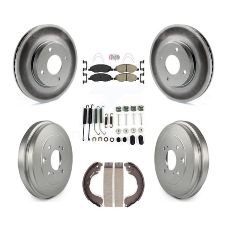 Front Rear Brake Rotors Ceramic Pad Coat Drum Kit (7Pc) For 2008 Nissan Versa 4-Wheel ABS KGA-104226