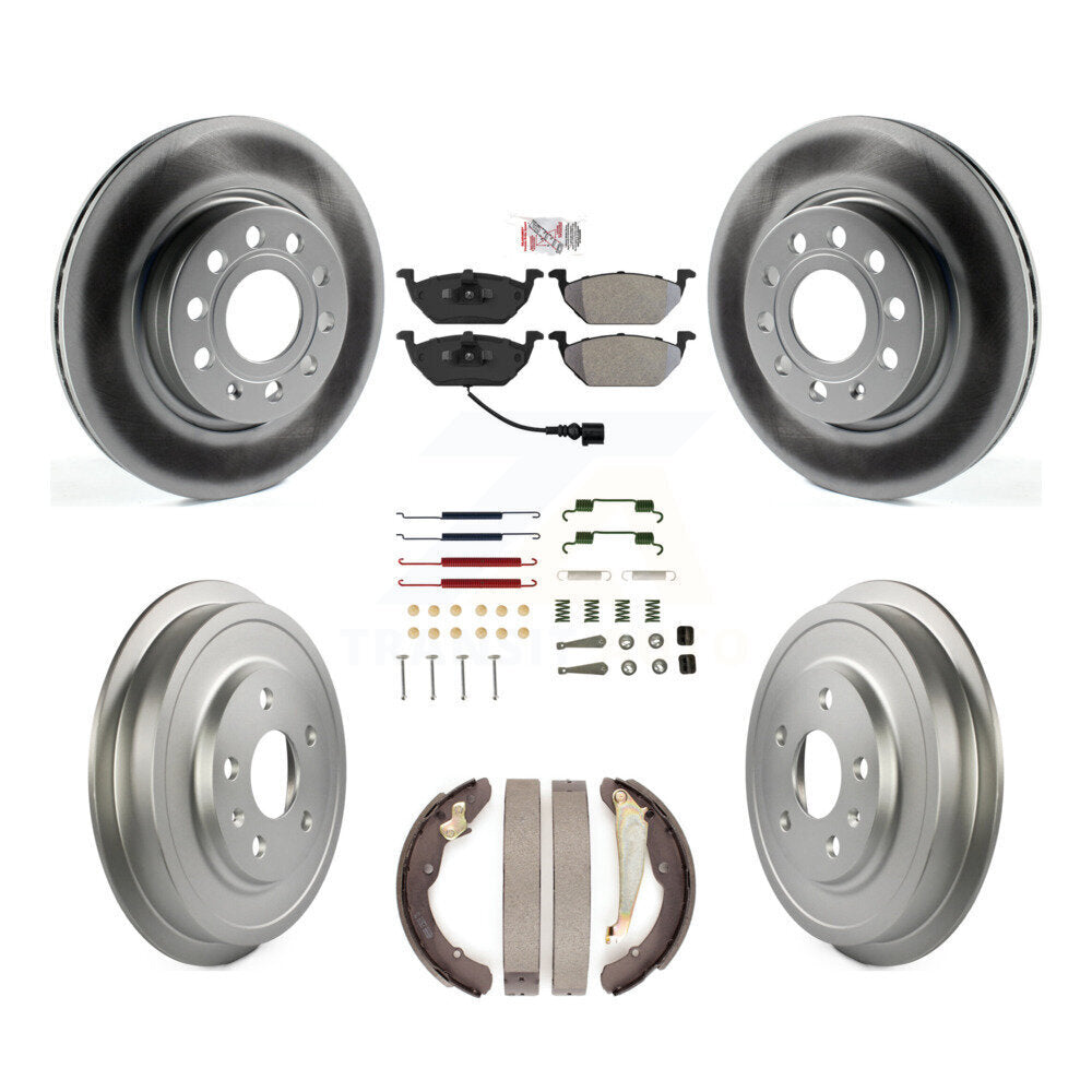 Front Rear Disc Brake Rotors Semi-Metallic Pad Coated Drum Kit (7Pc) For Volkswagen Jetta KGA-104227