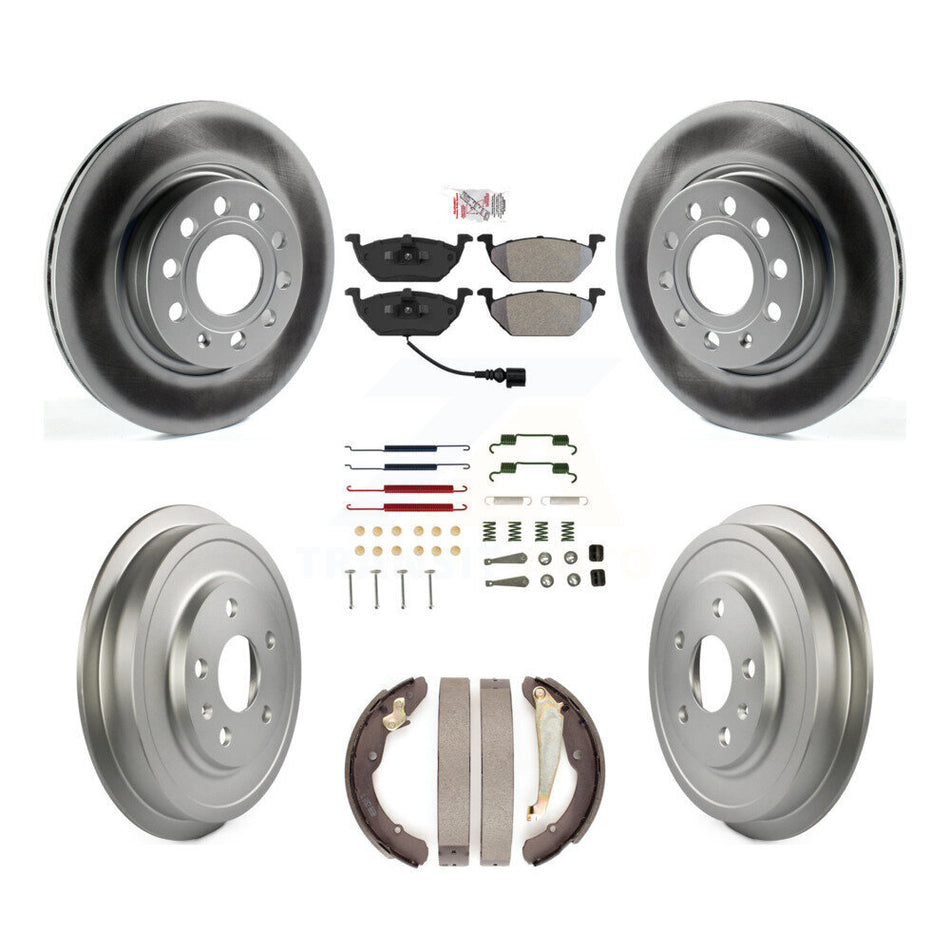 Front Rear Disc Brake Rotors Semi-Metallic Pad Coated Drum Kit (7Pc) For Volkswagen Jetta KGA-104227