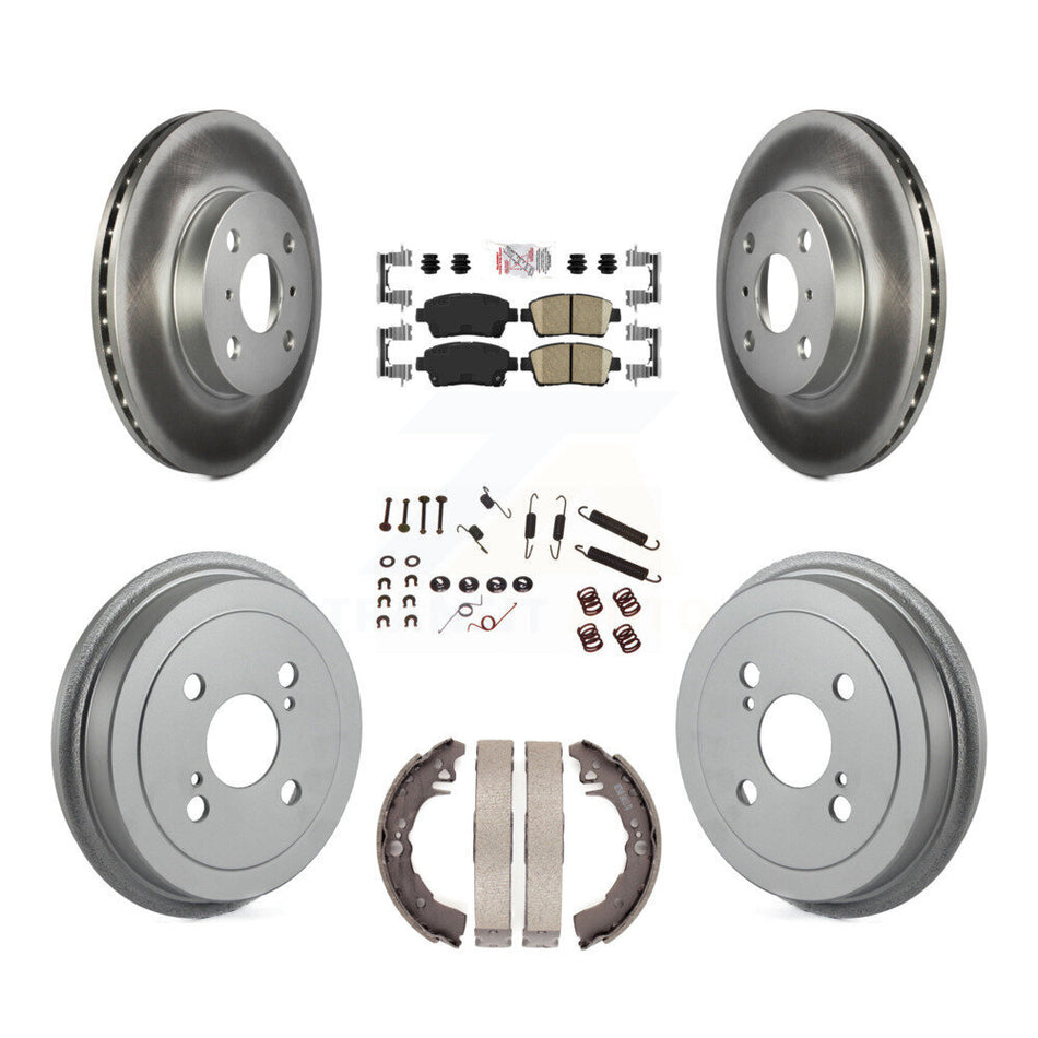 Front Rear Disc Brake Rotor Ceramic Pad & Coated Drum Kit (7Pc) For 2001-2005 Toyota Echo KGA-104232