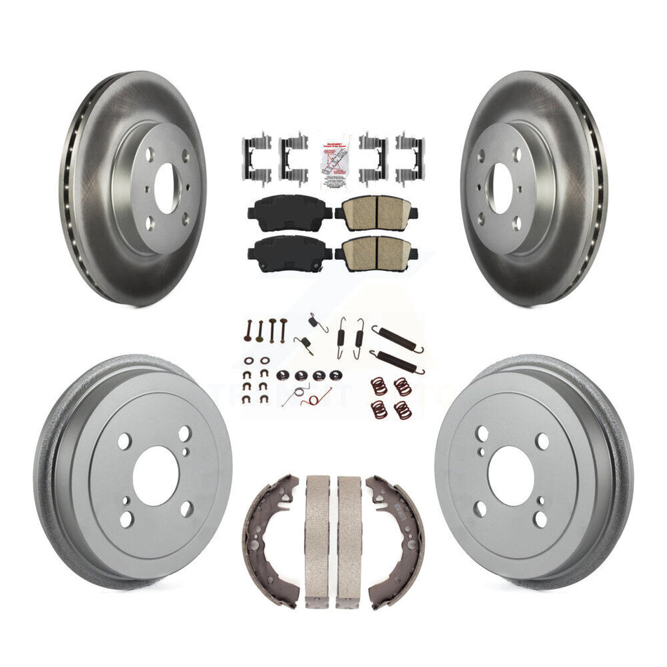 Front Rear Disc Brake Rotor Ceramic Pad & Coated Drum Kit (7Pc) For 2001-2005 Toyota Echo KGA-104233
