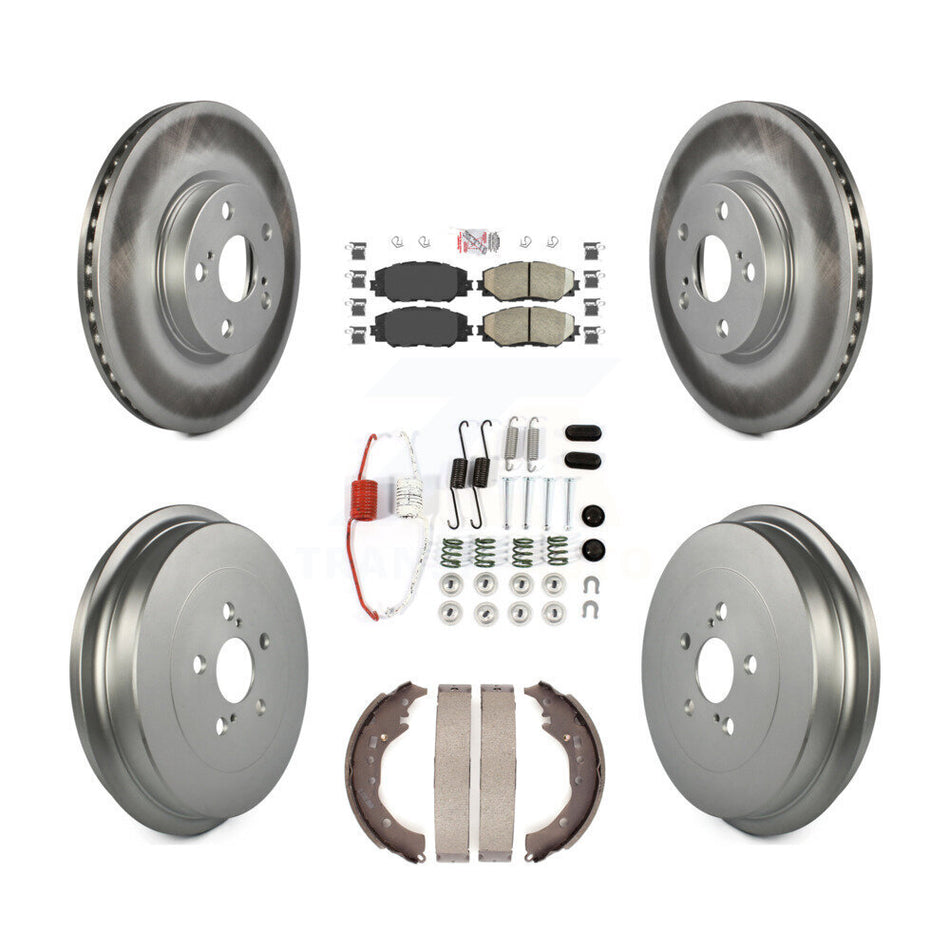 Front Rear Disc Brake Rotors Ceramic Pads And Coated Drum Kit (7Pc) For Toyota Corolla KGA-104234