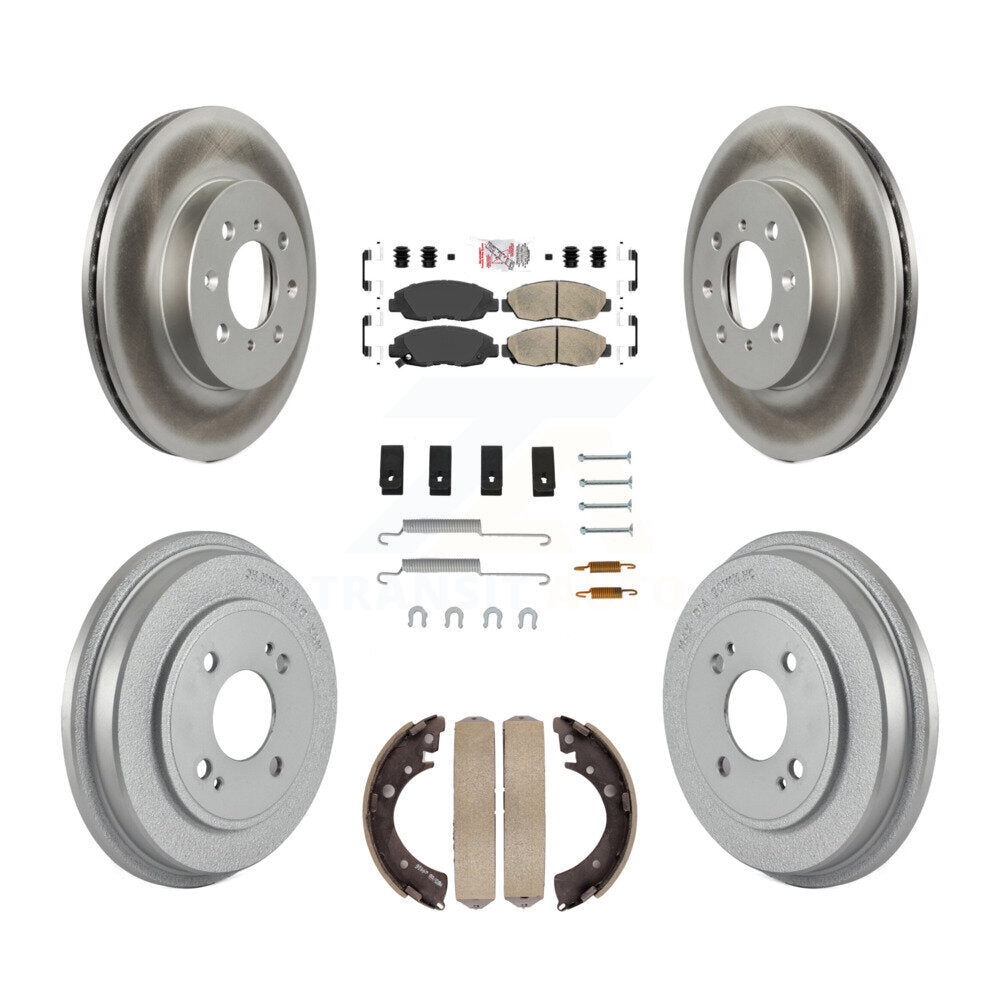 Front Rear Disc Brake Rotors Ceramic Pads And Coated Drum Kit (7Pc) For Honda Civic KGA-104238