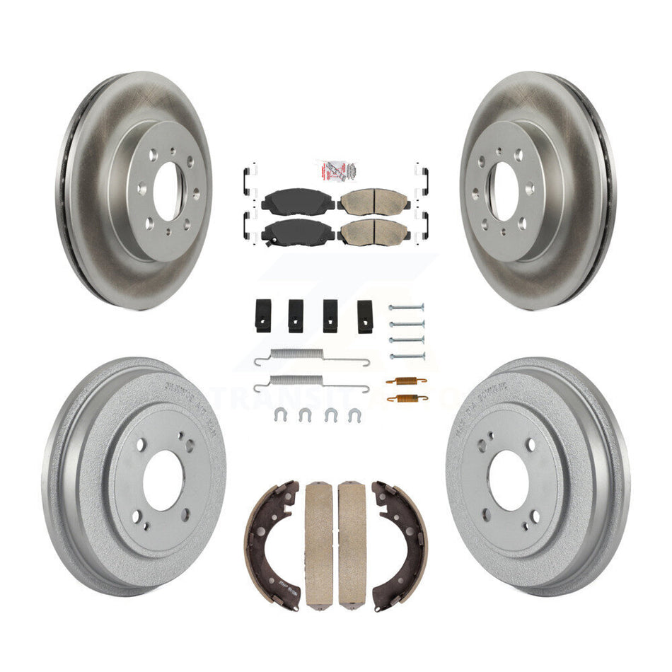 Front Rear Disc Brake Rotors Ceramic Pads And Coated Drum Kit (7Pc) For Honda Civic KGA-104239