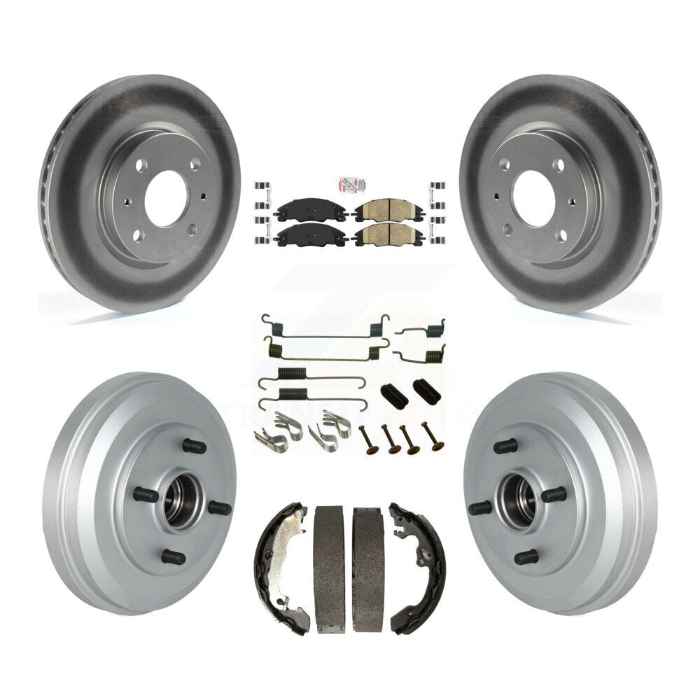 Front Rear Disc Brake Rotors Ceramic Pad & Coated Drum Kit (7Pc) For 2009-2011 Ford Focus KGA-104242