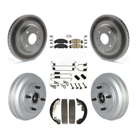 Front Rear Disc Brake Rotors Ceramic Pad & Coated Drum Kit (7Pc) For 2009-2011 Ford Focus KGA-104242
