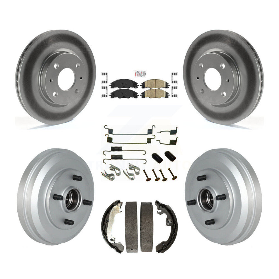 Front Rear Disc Brake Rotors Ceramic Pad & Coated Drum Kit (7Pc) For 2009-2011 Ford Focus KGA-104242