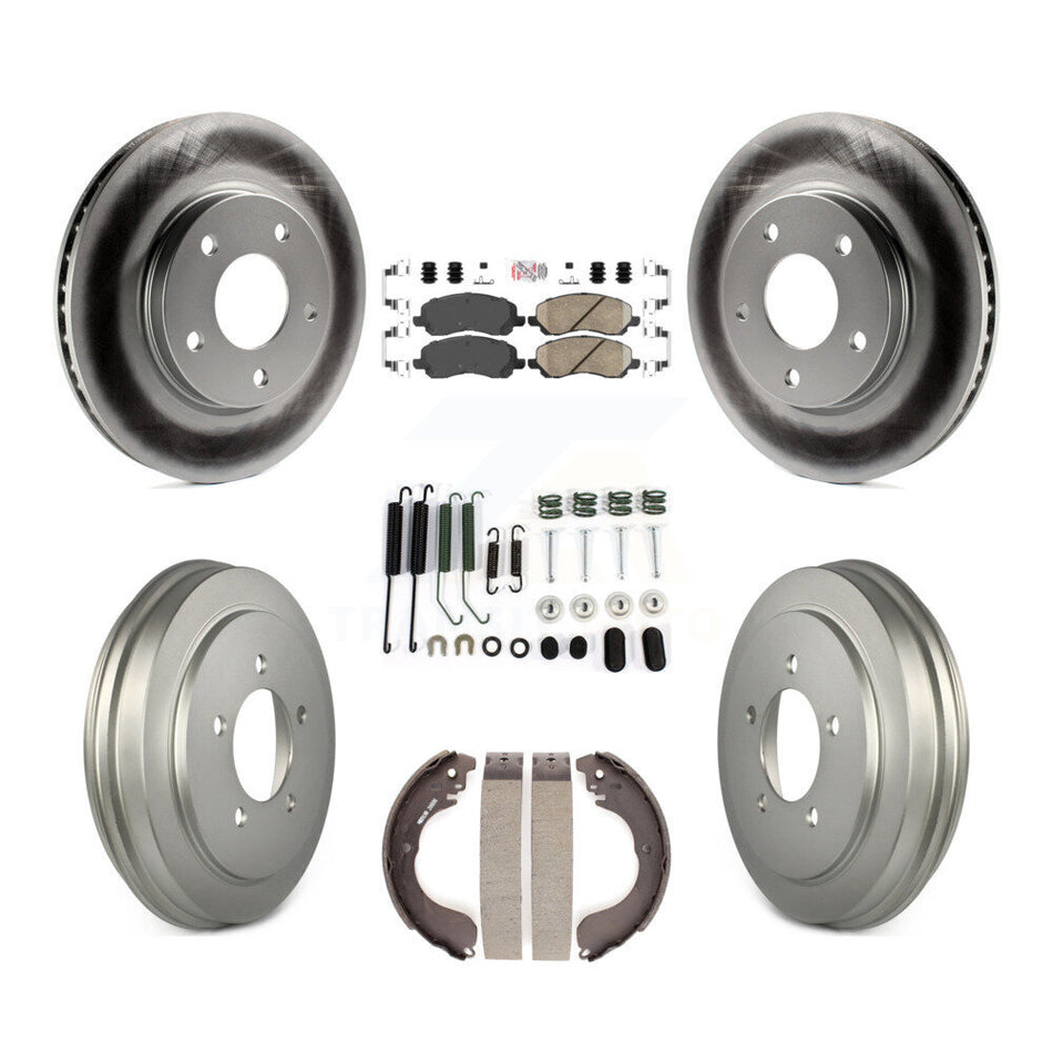 Front Rear Disc Brake Rotors Ceramic Pads And Coated Drum Kit (7Pc) For Dodge Caliber KGA-104243