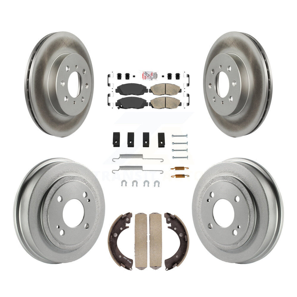 Front Rear Disc Brake Rotors Ceramic Pad & Coated Drum Kit (7Pc) For Honda Civic Acura EL KGA-104249