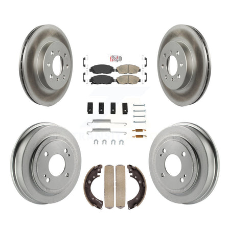 Front Rear Disc Brake Rotors Ceramic Pad & Coated Drum Kit (7Pc) For Honda Civic Acura EL KGA-104250