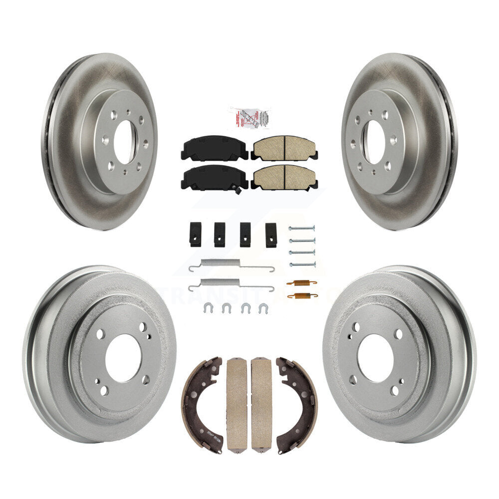 Front Rear Disc Brake Rotors Ceramic Pads And Coated Drum Kit (7Pc) For Honda Civic KGA-104253