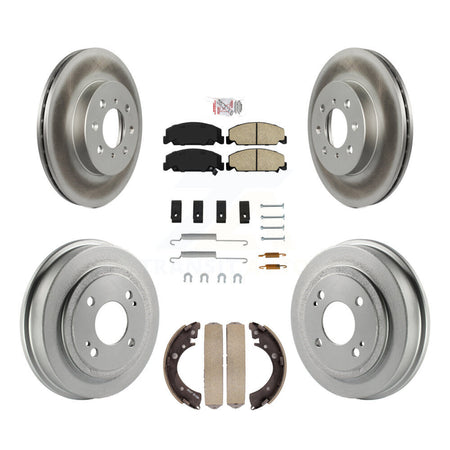 Front Rear Disc Brake Rotors Ceramic Pads And Coated Drum Kit (7Pc) For Honda Civic KGA-104253
