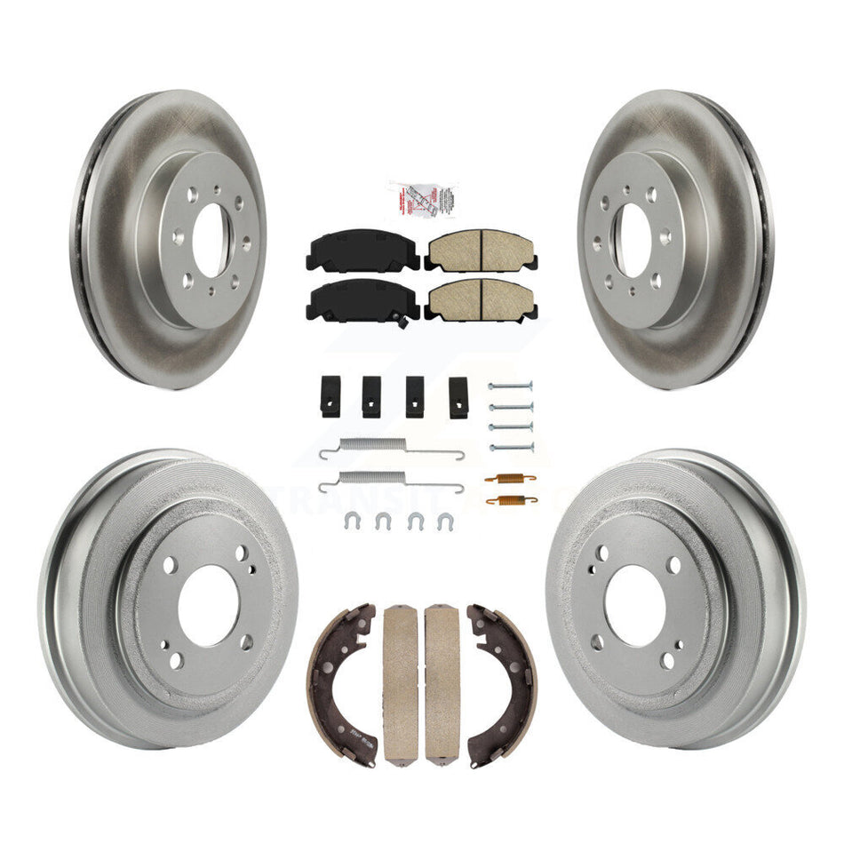 Front Rear Disc Brake Rotors Ceramic Pads And Coated Drum Kit (7Pc) For Honda Civic KGA-104253